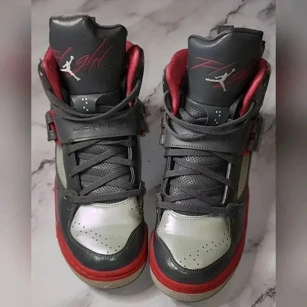 Girls Size 6.5Y Jordan Flight Grey and Hot Pink